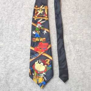Vintage 1996 Looney Tunes Mania Long Bugs, Taz And Coyote Polyester Tie